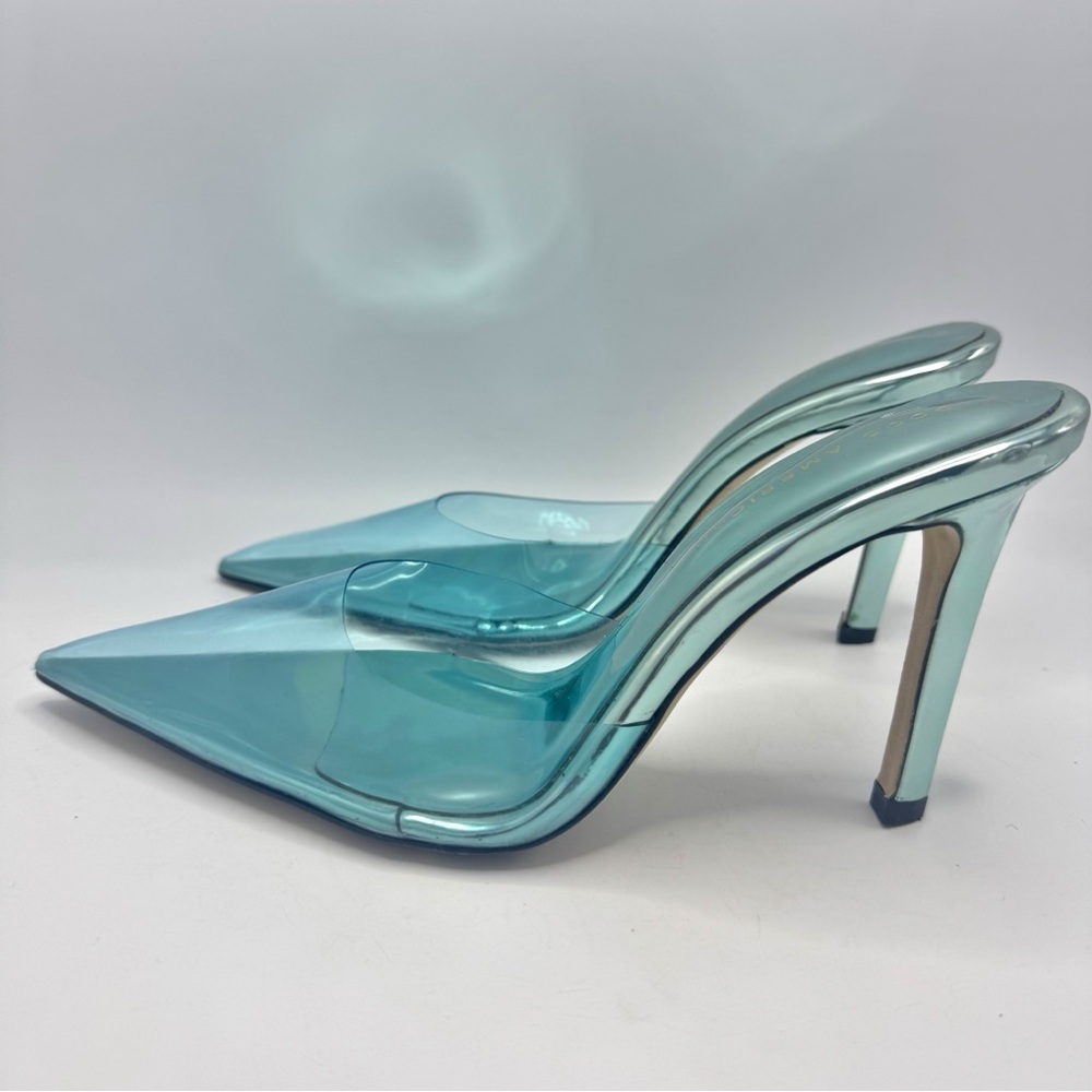 Good American Blue Pointed Toe Pumps Mules High Heels PVC Women Size 7.5 - Picture 5 of 9